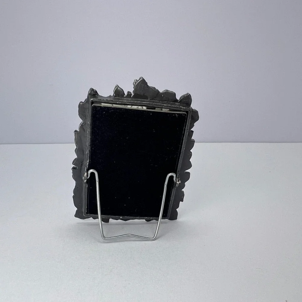 Vintage Mini Picture‎ Frame Silver Rose Cherub Small Pewter Tone Floral Decor